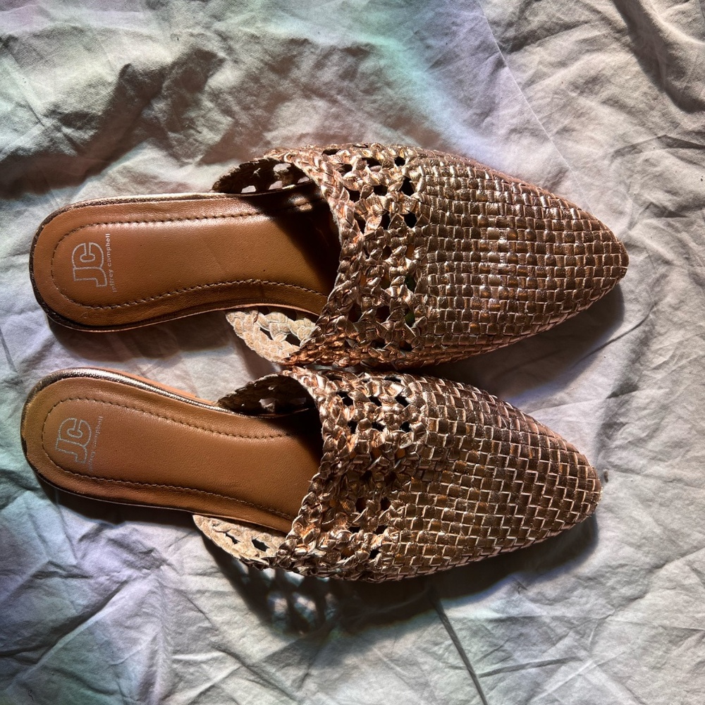 Jeffery Campbell Rose Gold Flats, Sz 7.5